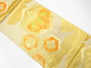 アンティーク　亀甲に桐・花模様織り出し袋帯（材料）